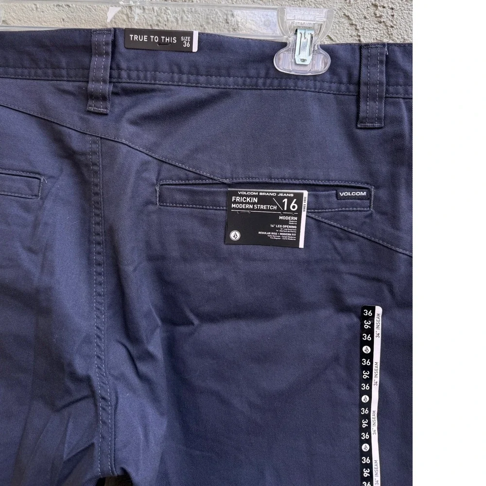 Volcom NEW Mens Navy Blue Frickin Modern Stretch Pants SZ 36 Chino Tailored